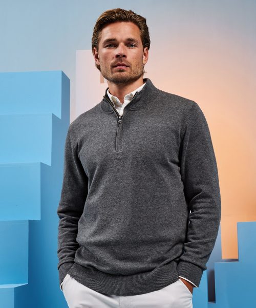 Men’s cotton blend ¼ zip sweater