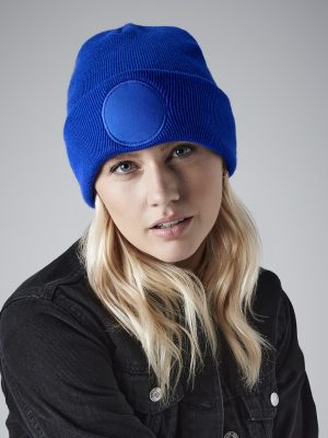 Circular patch beanie