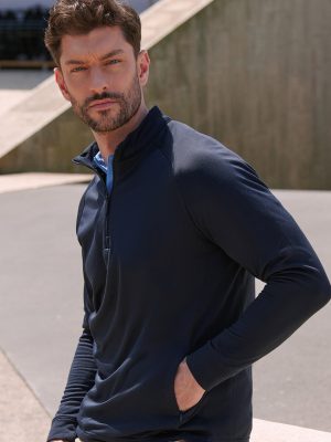 ¼ zip top with wicking finish