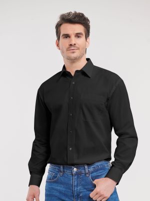 Long sleeve pure cotton easycare poplin shirt