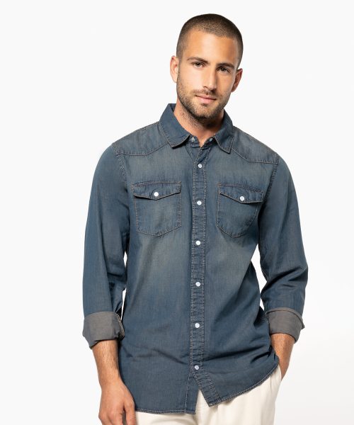 Men’s long-sleeved denim shirt