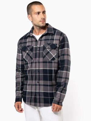 Sherpa-lined checked shirt jacket