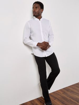Mandarin collar shirt long-sleeved (tailored fit)