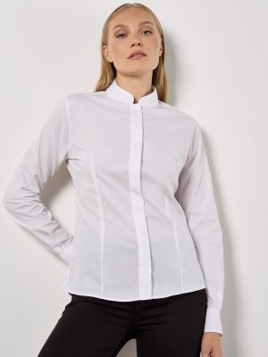 Women’s mandarin collar shirt long-sleeved (tailored fit)