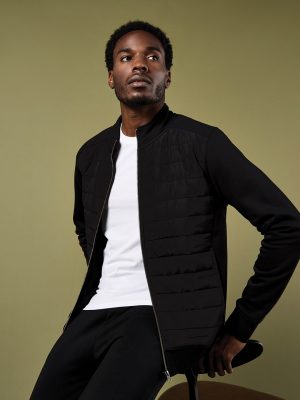 Regular fit quilted full-zip sweatshirt