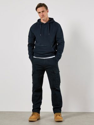 Regular fit piqué hoodie with zipped pocket