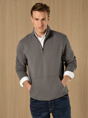Regular fit 1/4-zip piqué sweatshirt
