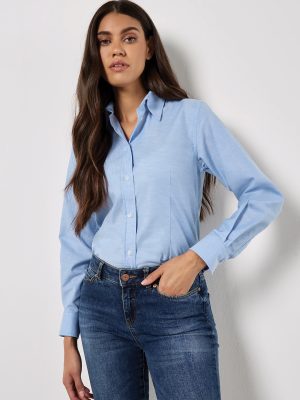 Women’s workplace Oxford blouse long-sleeved (tailored fit)