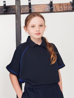 Kids piped performance polo