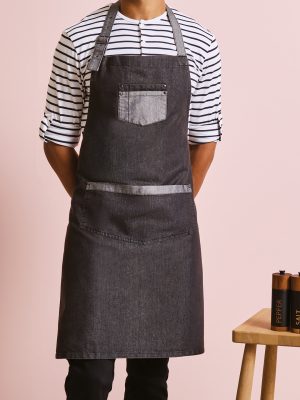 Domain contrast denim bib apron