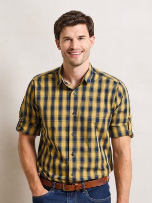 Mulligan check cotton long sleeve shirt