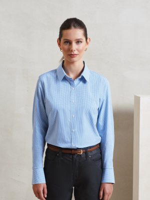 Women’s Microcheck (Gingham) long sleeve cotton shirt