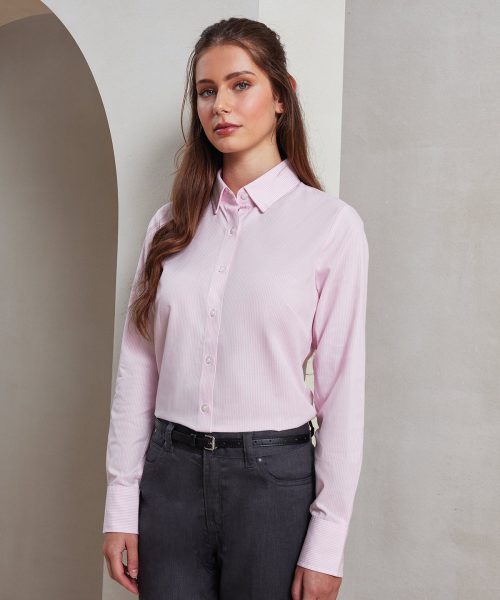 Women’s cotton-rich Oxford stripes blouse