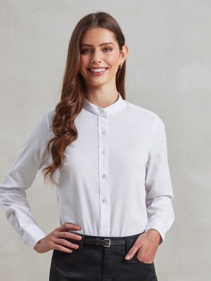 Women’s banded collar ‘grandad’ shirt