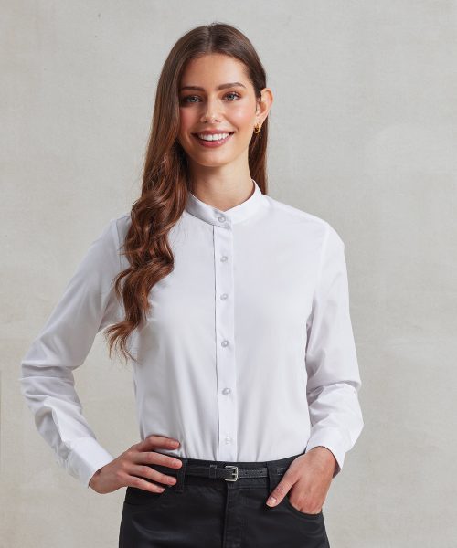 Women’s banded collar ‘grandad’ shirt