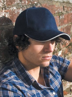 Pro-style heavy cotton cap with sandwich peak