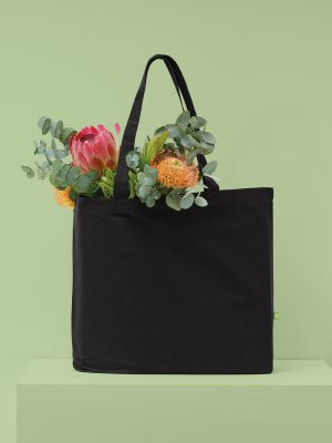 Organic canvas ‘flat base’ landscape shopper
