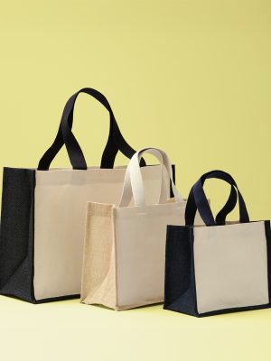 Jute canvas panel shopper