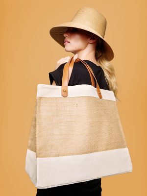 Adley jute with faux leather tote