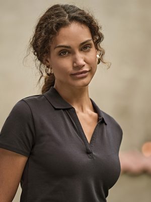 Women’s luxury stretch v-neck polo (1409)