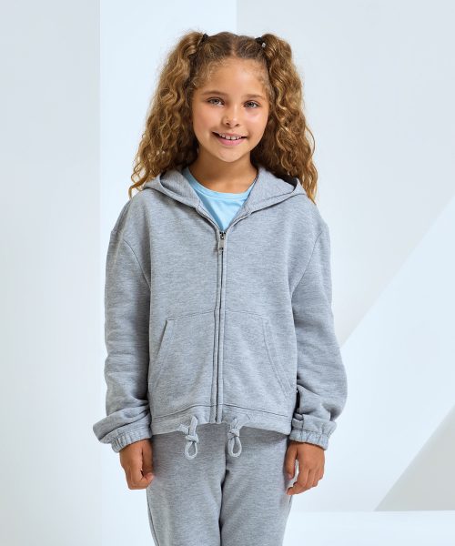 Kids TriDri® recycled cropped oversize full-zip hoodie