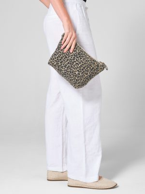 Leopard print canvas accessory bag
