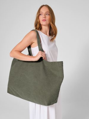 Garment-dyed oversized tote bag