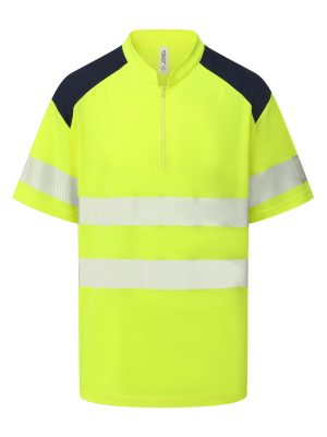 Hi-vis mandarin collar zip neck comfort trim polo (HVJ230)