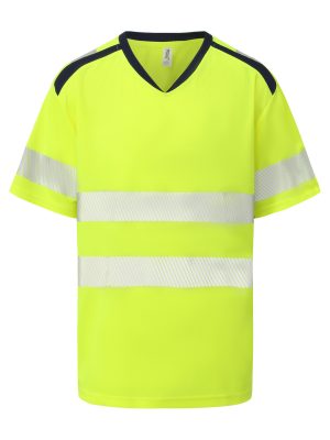 Hi-vis mandarin collar comfort trim t-shirt (HVJ430)